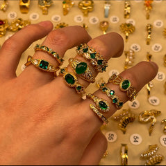 Emerald Adjustable Haute Couture Ring