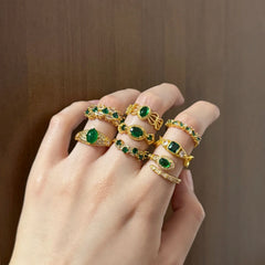 Emerald Adjustable Haute Couture Ring